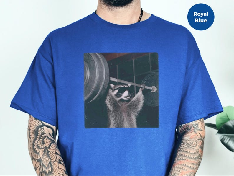 Gym Pumpcover Shirt, Raccoon Bodybuilding Humor Tee, Muscle Mommy Gift, Vintage Graphic Unisex Cotton Blend, Sarcastic Workout Apparel image 2