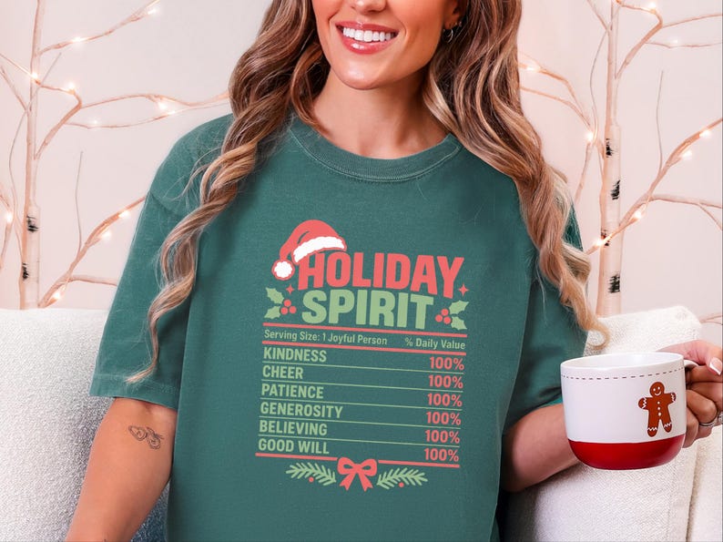 Christmas Nutrition Label Shirt, Family Holiday Party Tee, Holiday Spirit Matching Top, Funny Christmas Gift image 8