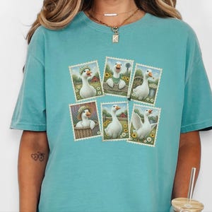 Vintage Goose Postage Stamp Shirt, Cottagecore Farm Animal Gift, Rustic Countryside Tee, Retro Duck Art Shirt image 7