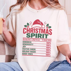 Christmas Spirit Nutrition Label Shirt, Family Christmas Tee, Matching Holiday Party Shirt, Funny Christmas Gift, Holiday Spirit Top image 10