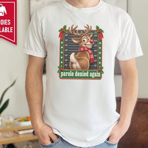 Christmas Family Shirt, Funny Christmas Sweatshirt, Reindeer Mugshot Holiday Tee, Naughty List Vacation Top image 4
