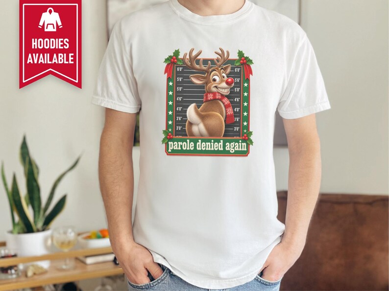 Christmas Family Shirt, Funny Christmas Sweatshirt, Reindeer Mugshot Holiday Tee, Naughty List Vacation Top image 4