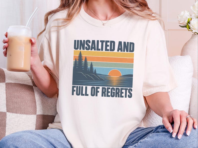 Vintage Lake Shirt, Great Lakes Gift, Funny Lake T Shirt, Unsalted And Full Of Regrets, Outdoor Nature Tee, Lake House Apparel Bild 6