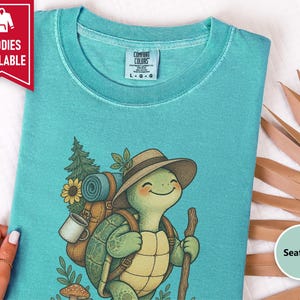 Turtle Lover Shirt, Hiking Gift Women, Camping Lover Gift, Outdoor Nature Tee, Wildlife Walking Shirt image 8