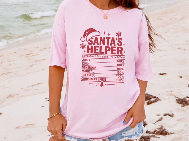T-Shirt mit Nährwertangaben für Weihnachtsmannhelfer, lustiges Familien-Weihnachts-T-Shirt, passendes Gruppen-Shirt für die Weihnachtsfeier, Wichtelgeschenk Bild 12