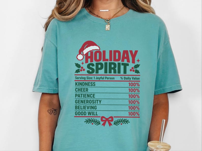 Christmas Nutrition Label Shirt, Family Holiday Party Tee, Holiday Spirit Matching Top, Funny Christmas Gift image 11