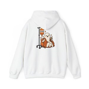 Ghost Coffee Shirt, Spooky Season Tee, Night Shift Nurse Gift, Halloween Coffee Lover, Caffeine IV Sweatshirt afbeelding 12