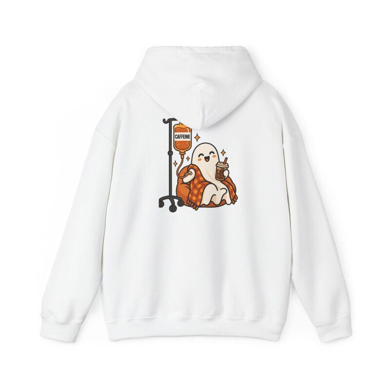 Ghost Coffee Shirt, Spooky Season Tee, Night Shift Nurse Gift, Halloween Coffee Lover, Caffeine IV Sweatshirt afbeelding 12
