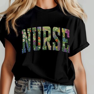 Native Wildflowers Floral Nurse Shirt, Registered Nurse Comfort Colors Tee, Pollinator Garden RN Life, Nursing Student Healthcare Apparel image 3