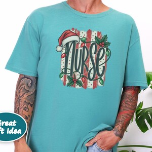 Christmas Nurse Shirt, Christmas Healthcare Shirt, Festive Nurse Tee, Nurse Christmas Gift, Santa Nurse Shirt image 4