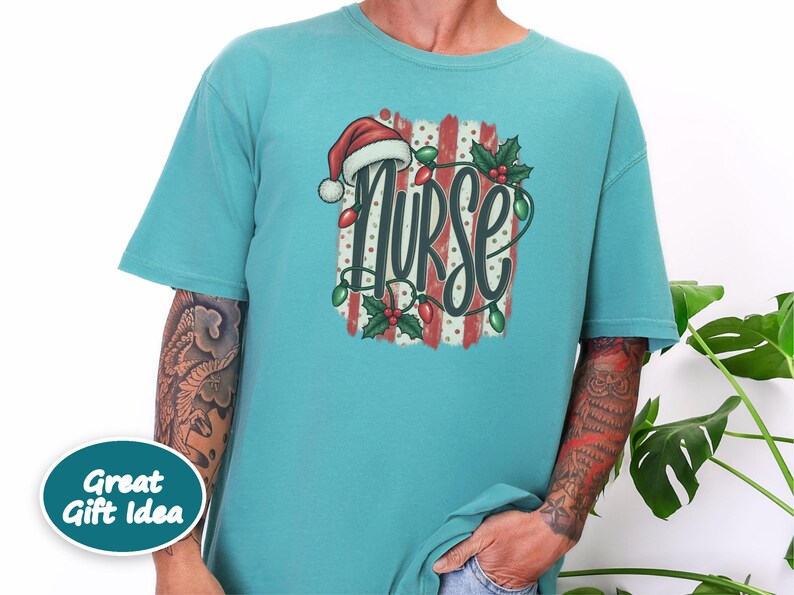 Christmas Nurse Shirt, Christmas Healthcare Shirt, Festive Nurse Tee, Nurse Christmas Gift, Santa Nurse Shirt image 4