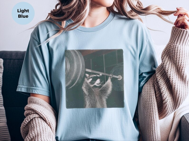 Gym Pumpcover Shirt, Raccoon Bodybuilding Humor Tee, Muscle Mommy Gift, Vintage Graphic Unisex Cotton Blend, Sarcastic Workout Apparel image 1