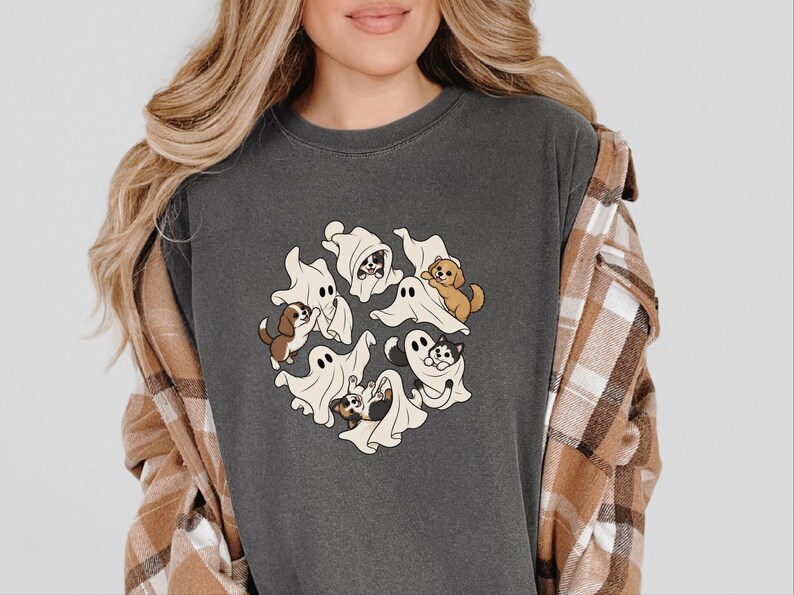 Ghost Dog Shirt, Halloween Dog Gift, Dog Mom Fall Tee, Puppy Halloween Costume, Spooky Season Shirt image 7