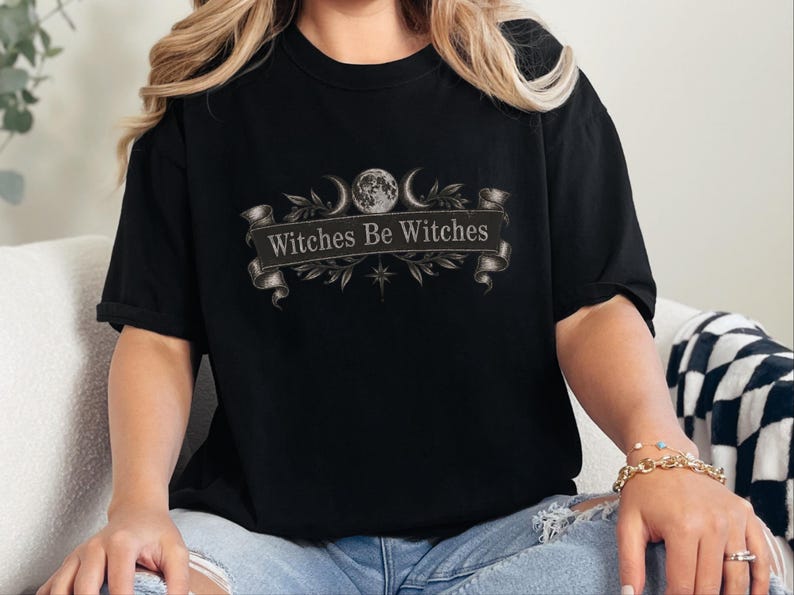 Witch Shirt Women, Funny Witch Tee, Witchy Fall Shirt, Vintage Witch Shirt, Witches Be Witches, Gothic Witch Tee image 9