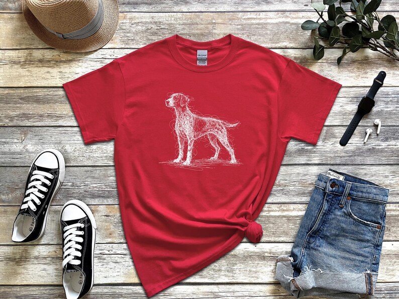 Tysk korthårig pekare, GSP skisskonst-T-shirt | Jaktkläder för K9, Fågelhundfan, Tysk pekare-T-shirt, GSP-T-shirt, Gåva för pekareälskare bild 6