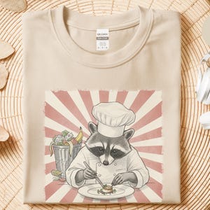 Funny Cooking Gift Tee, Culinary Humor Shirt, Raccoon Chef Shirt, Trash Panda Apparel, Cook Appreciation Gift afbeelding 6
