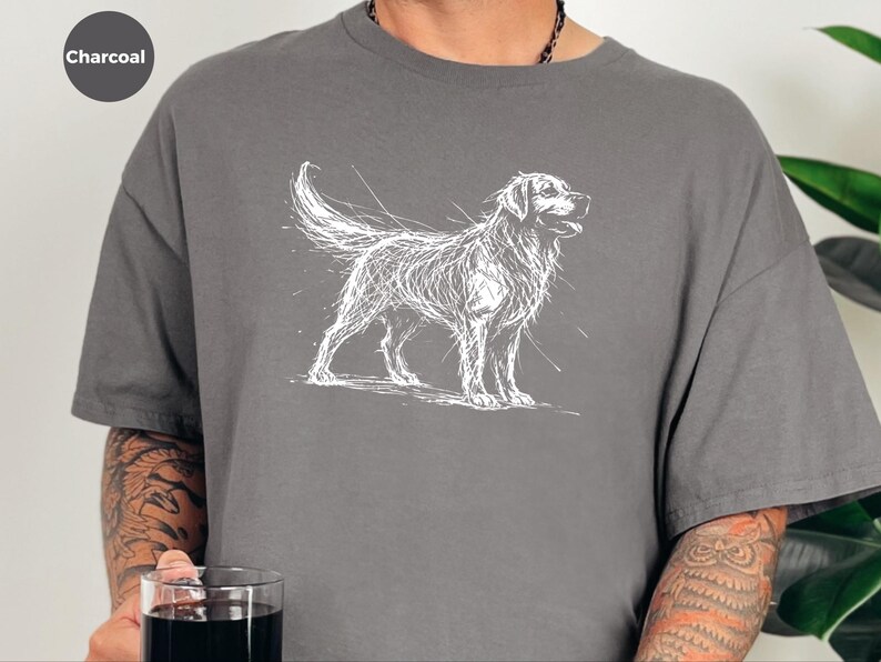 Golden Retriever Shirt | Sketch Canine Tee | Dog Lover Apparel | Puppy Art Print image 8