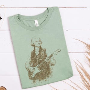 Funny Political Tee, Thomas Jefferson Electric Guitar Vintage Portrait, History Teacher Gift, Retro Music Shirt, Gag Gift for Adults image 3