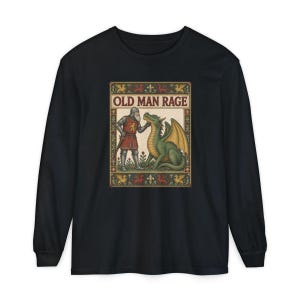 Medieval Dragon Shirt, Funny Old Man Gift, Fantasy Reader Tee, Knight Costume, Medieval Manuscript Graphic Tee image 13