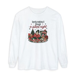 Funny Christmas Shirt, Tired Mom Christmas Gift, Barely Making It Through A Silent Night Sweatshirt, Sarcastic Holiday Tee image 14