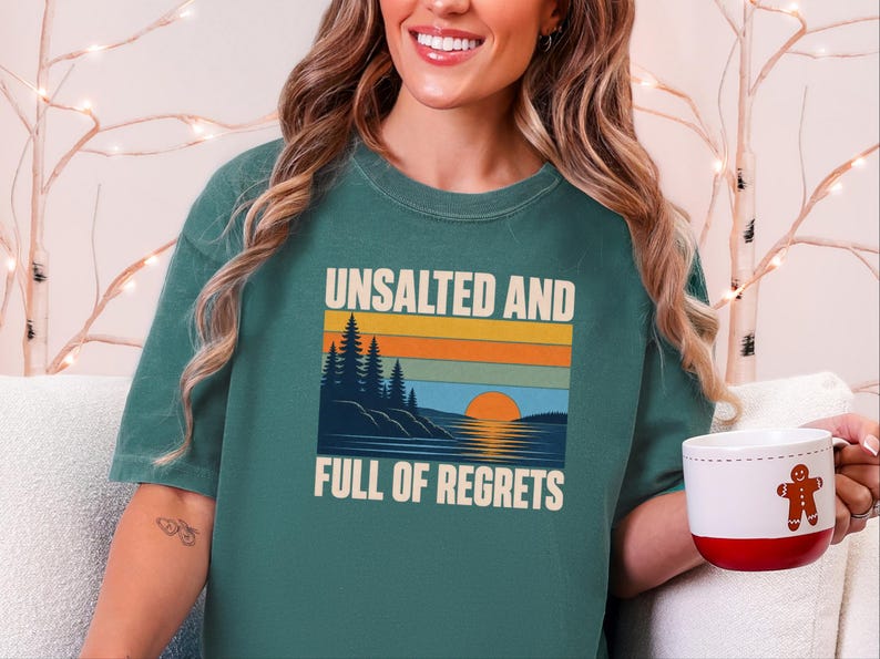 Vintage Lake Shirt, Great Lakes Gift, Funny Lake T Shirt, Unsalted And Full Of Regrets, Outdoor Nature Tee, Lake House Apparel Bild 10