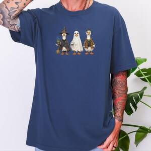 Comfort Colors Spooky Goose Halloween Sweatshirt, Frankenstein Ghostly Geese Outerwear, Birdwatching Spooky Season Sweatshirt, Witch Goose image 9
