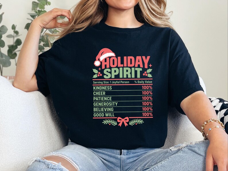 Christmas Nutrition Label Shirt, Family Holiday Party Tee, Holiday Spirit Matching Top, Funny Christmas Gift image 9