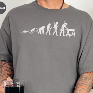 Builder Humor Evolution Of A Carpenter Tee, Funny Woodworker Shirt, Handyman Tradesman, Craftsman Blue Collar Apparel, Wood Working Gifts image 4
