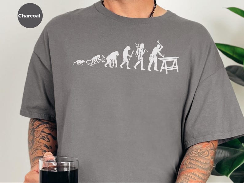 Builder Humor Evolution Of A Carpenter Tee, Funny Woodworker Shirt, Handyman Tradesman, Craftsman Blue Collar Apparel, Wood Working Gifts image 4