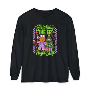 Er Nurse Christmas Shirt, Gingerbread Nurse Gift, Emergency Room Tee, Sleighing The Er Night Shift, Christmas Scrub Top, Nurse Holiday Gift image 13
