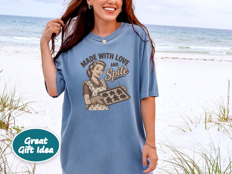Funny Baking Shirt, Sarcastic Housewife Gift, Retro Baker Tee, Made With Love And Spite image 8