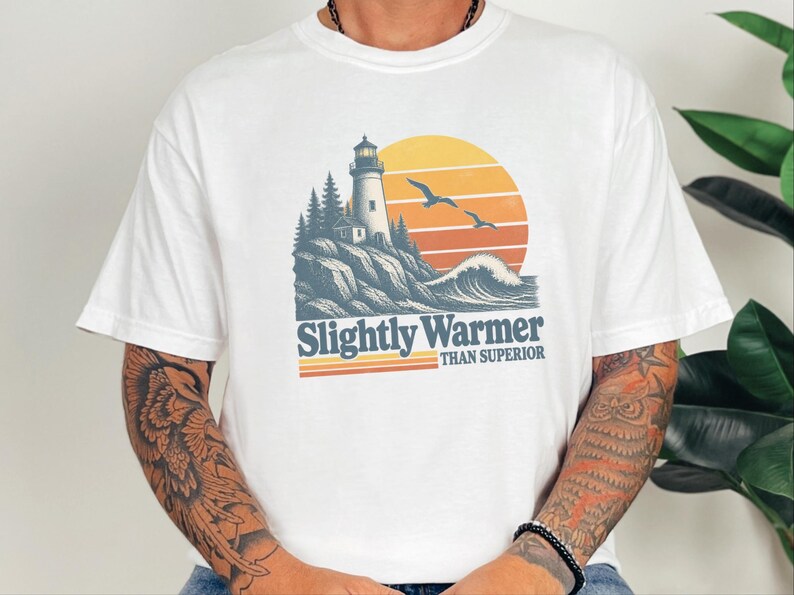 Lake Superior Shirt, Funny Lake Superior Gift, Lighthouse Tee, Retro Lake Vacation Shirt, Great Lakes Souvenir afbeelding 7