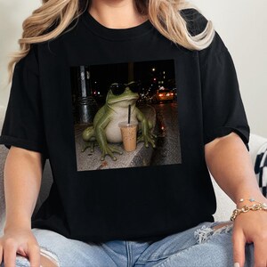 Weird Frog Shirt, Gift for Frog Lover, Sarcastic Coffee Lover, Funny Animal Meme image 9