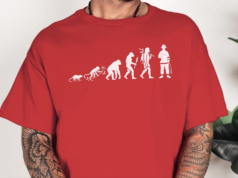 Firefighter Graduate T-Shirt, Evolution Of A Firefighter Design, Thin Red Line First Responder Hero, Fireman Dad Apparel, Firefighter Life image 1