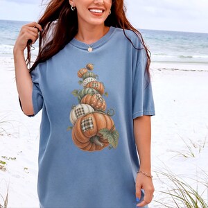 Camiseta de calabaza de otoño, camiseta bohemia de calabaza, regalo de temporada de cosecha, camiseta otoñal estilo cottagecore, top de Acción de Gracias, sudadera de calabaza patchwork imagen 8