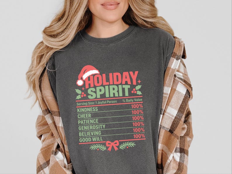 Christmas Nutrition Label Shirt, Family Holiday Party Tee, Holiday Spirit Matching Top, Funny Christmas Gift image 7