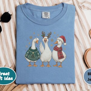 Christmas Goose Shirt, Festive Goose Sweatshirt, Funny Goose Gift, Holiday Bird Tee, Winter Animal Shirt, Ugly Christmas Sweater Style image 6