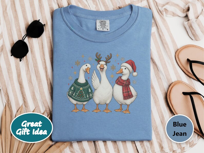 Christmas Goose Shirt, Festive Goose Sweatshirt, Funny Goose Gift, Holiday Bird Tee, Winter Animal Shirt, Ugly Christmas Sweater Style image 6