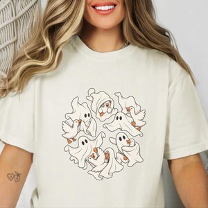 ゴーストグースシャツ、おもしろグースTシャツ、おもしろゴーストハロウィンTシャツ、不気味な季節のギフト、農場動物好きのためのトップス 画像 3