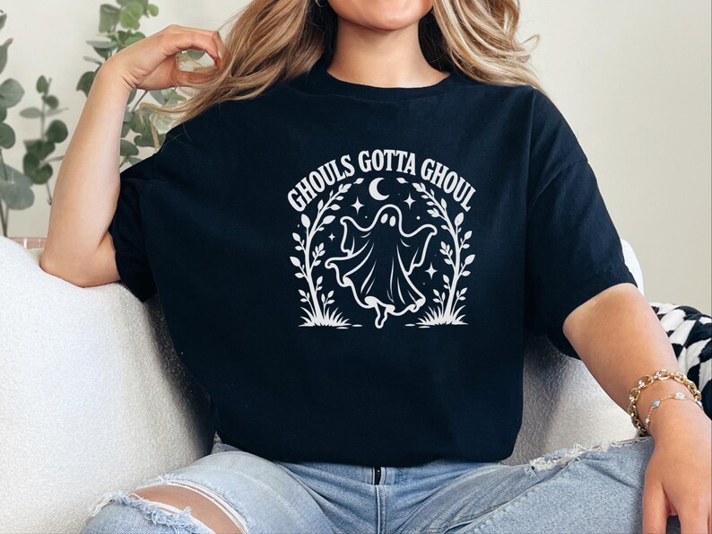 Halloween Ghost Shirt, Ghouls Gotta Ghoul Shirt, Spooky Season Tee, Cute Ghost T Shirt, Vintage Halloween Women Shirt, Witchy Vibes Shirt image 6