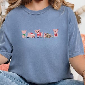 Christmas Pig Shirt, Cute Pig Christmas Gift, Holiday Pig Graphic Tee, Christmas Animal Shirt image 8