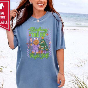 Er Nurse Christmas Shirt, Gingerbread Nurse Gift, Emergency Room Tee, Sleighing The Er Night Shift, Christmas Scrub Top, Nurse Holiday Gift image 4