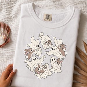 Ghost Rabbit Shirt, Spooky Season Tee, Cute Halloween Bunny Gift, Rabbit Mom Shirt, Ghost Lover Gift image 2