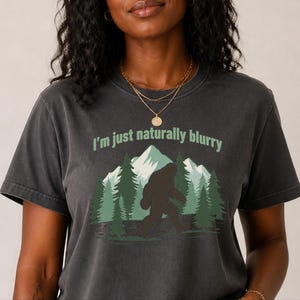 Comfort Colors Big Foot Shirts, Bigfoot Forest Blur Mountain Silhouette, Funny Sasquatch Cryptid Tee, Hiking Lover Gift for Men image 14