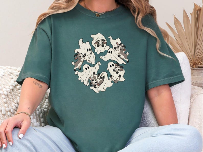 Funny Goat Shirt, Goat Mom Gift, Cute Ghost Shirt, Halloween Goat Lover Tee, Farm Animal Fall Shirt image 5