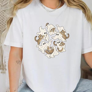 Ghost Shirt, Halloween Leopard Shirt, Cute Ghost Gift, Leopard Lover Shirt, Spooky Season Tee, Animal Halloween Shirt image 9