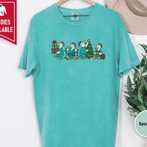 Christmas Scrub Top, Holiday Duck Shirt, Nurse Christmas Gift, Medical Staff Tee, Festive Doctor Sweater image 7