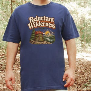 Funny Hiking Shirt, Camping Lover Gift, Reluctant Wilderness Guild Tee, Outdoorsy Nature Shirt, Retro Hiker Apparel, Funny Hiking Quote Gift image 3