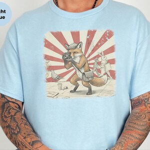 Photography Fox Shirt | Vintage Camera Animal Tee | Urban Photographer Art Gift, Fox Photographer, Vintage Camera Tee, Urban Fox Art image 8