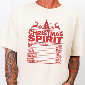 Camiseta com espírito natalino, camiseta com informações nutricionais para as festas de fim de ano, camiseta combinando para a família, camiseta divertida para festas de fim de ano, camiseta com espírito natalino imagem 12